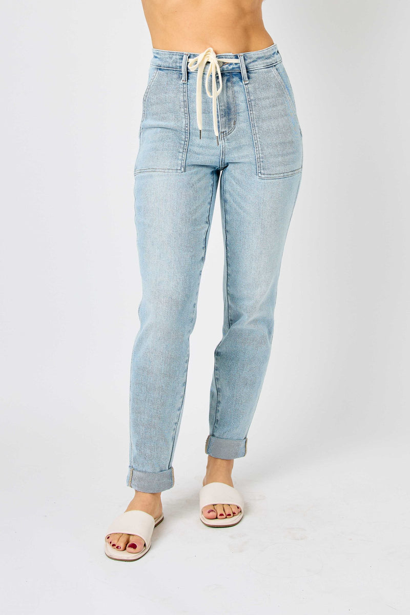 Judy Blue High Waist Vintage Double Cuffed Jogger Denim Jeans 88691