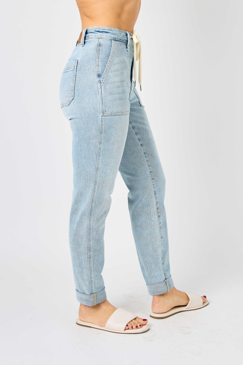 Judy Blue High Waist Vintage Double Cuffed Jogger Denim Jeans 88691