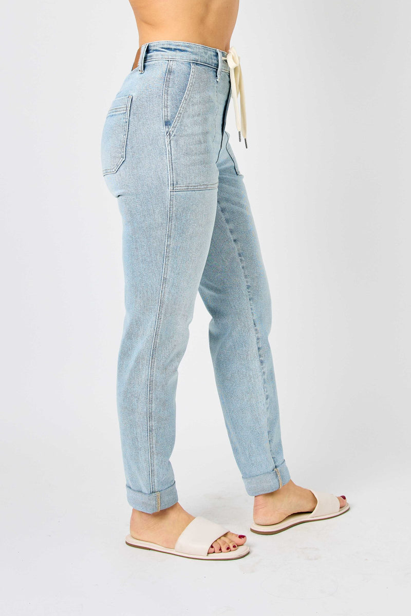 Judy Blue High Waist Vintage Double Cuffed Jogger Denim Jeans 88691