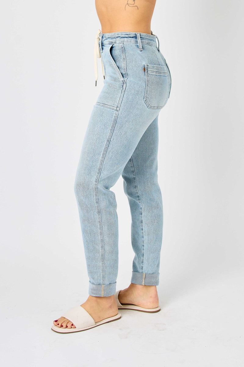 Judy Blue High Waist Vintage Double Cuffed Jogger Denim Jeans 88691