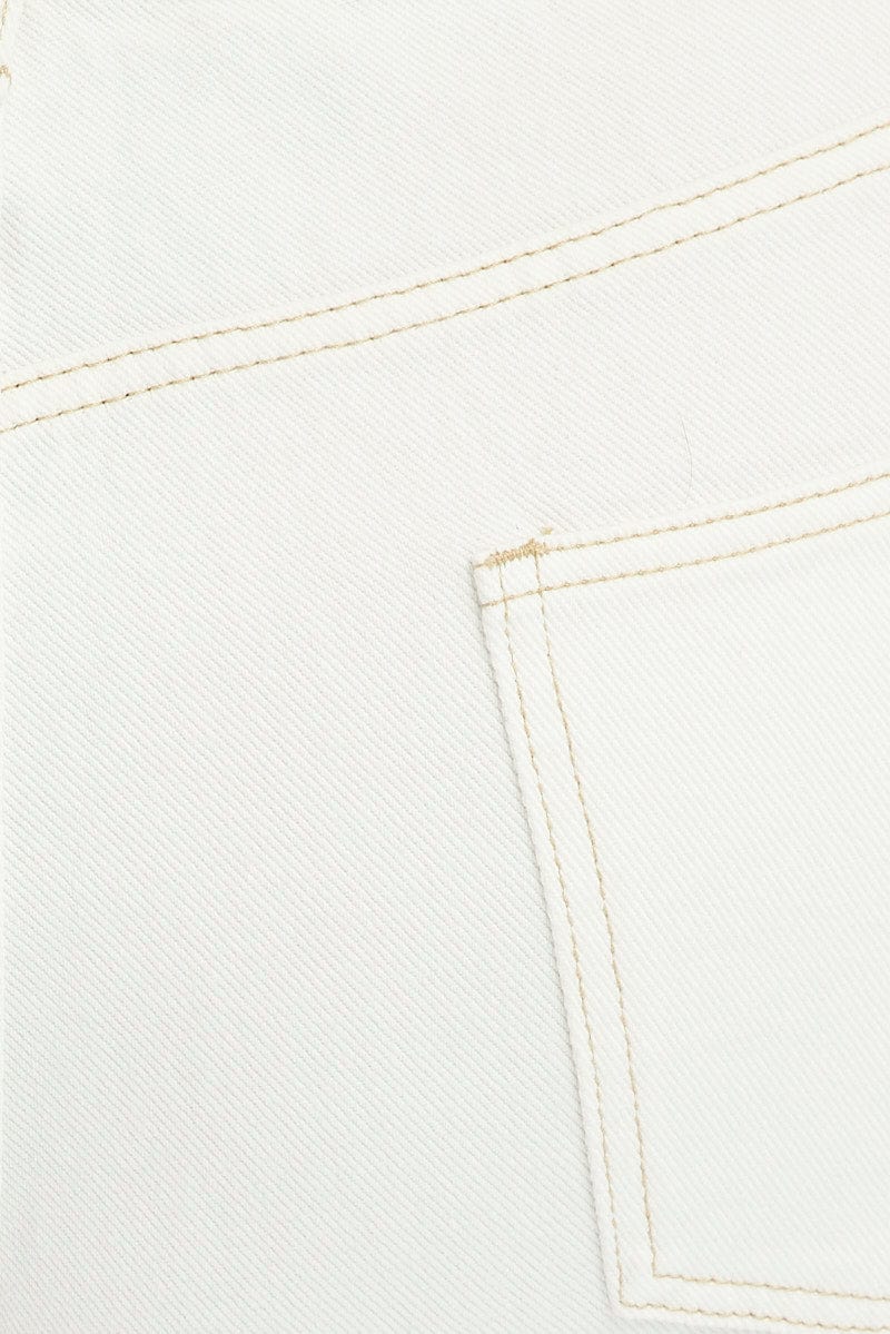 White Cargo Denim Jeans High Rise