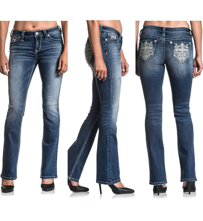 AFFLICTION Women's Denim Jeans JADE STANDARD CALI Embroidered
