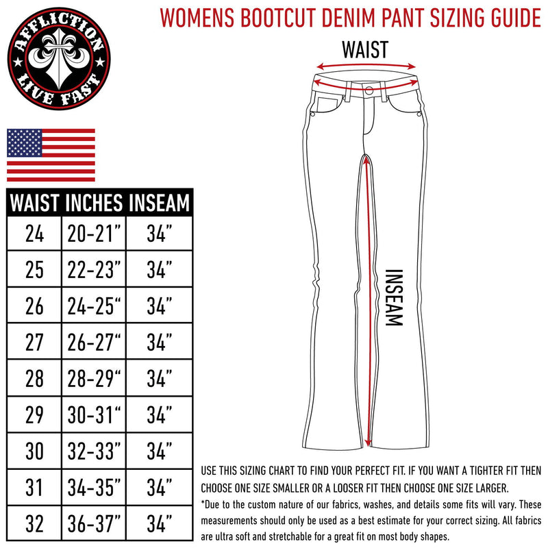 AFFLICTION Women's Denim Jeans JADE STANDARD CALI Embroidered