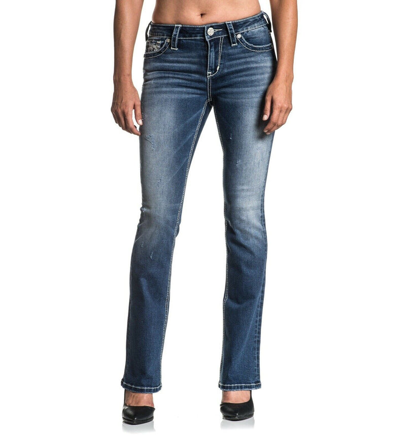 AFFLICTION Women's Denim Jeans JADE STANDARD CALI Embroidered