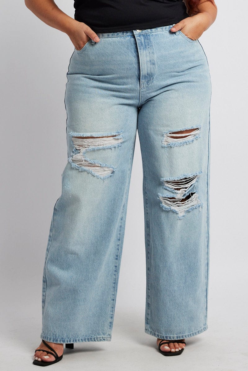 Denim Wide Leg Jeans High Rise