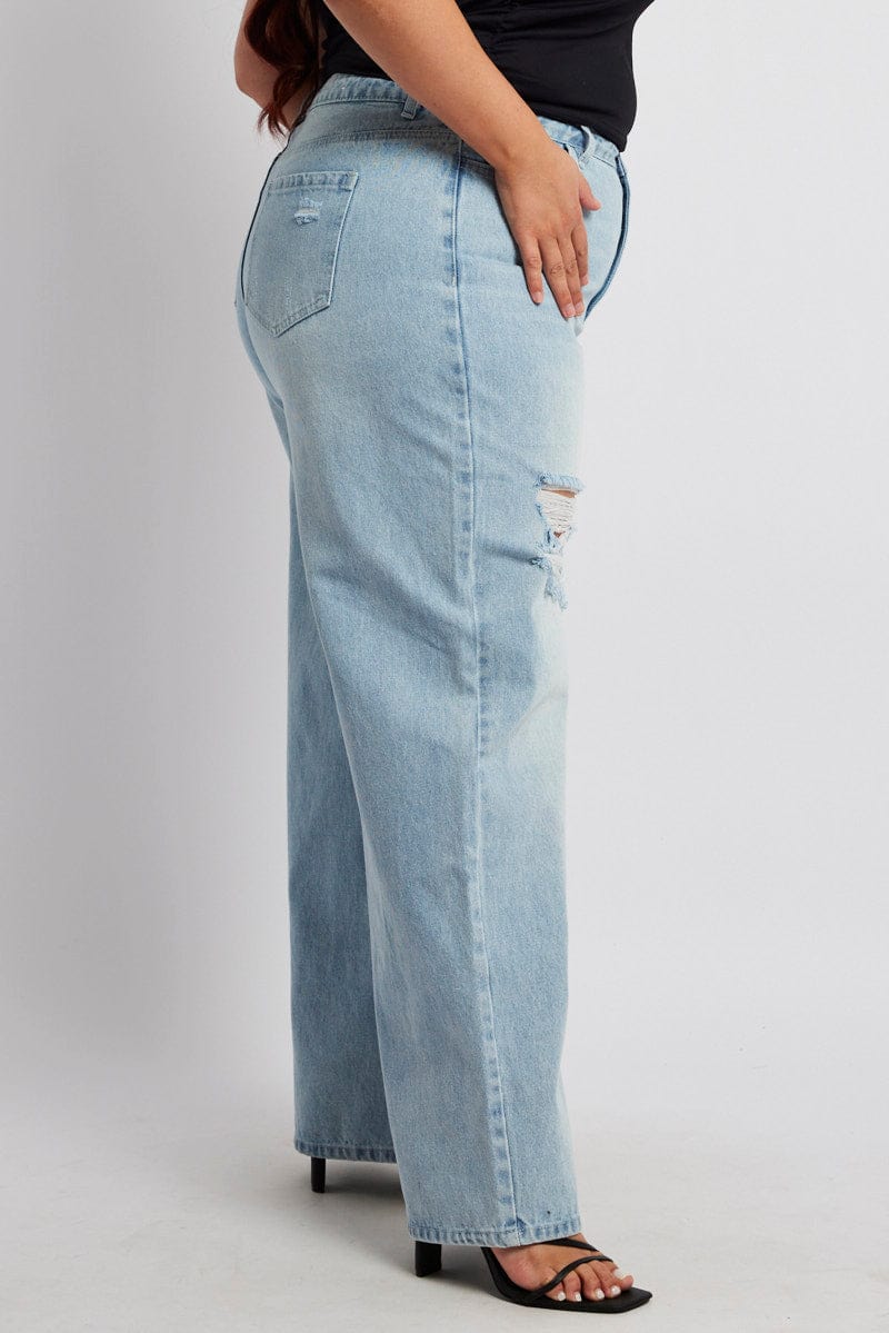 Denim Wide Leg Jeans High Rise