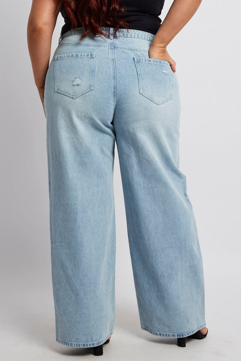 Denim Wide Leg Jeans High Rise