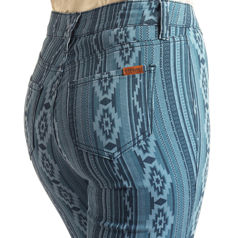 Rock & Roll Denim Women's Aztec Print Slim Fit Flare Jeans