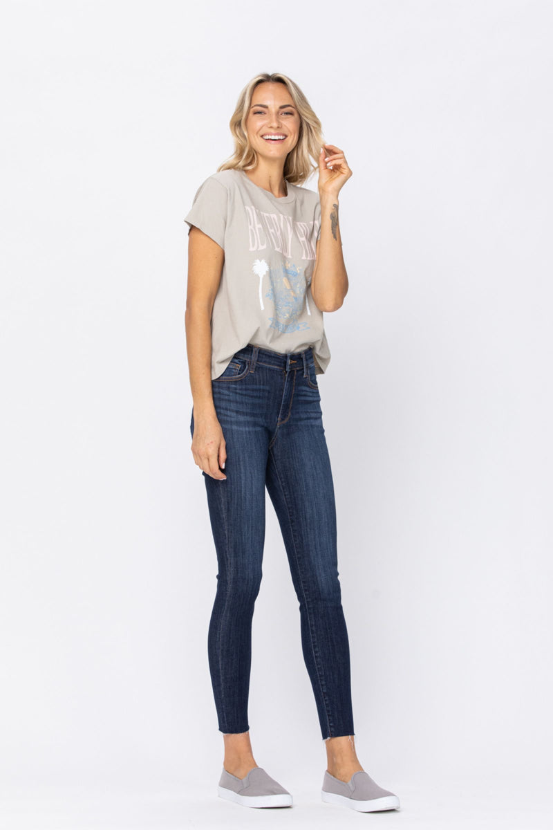 Judy Blue Mid Rise No Destroy Skinny Denim Jeans 82201