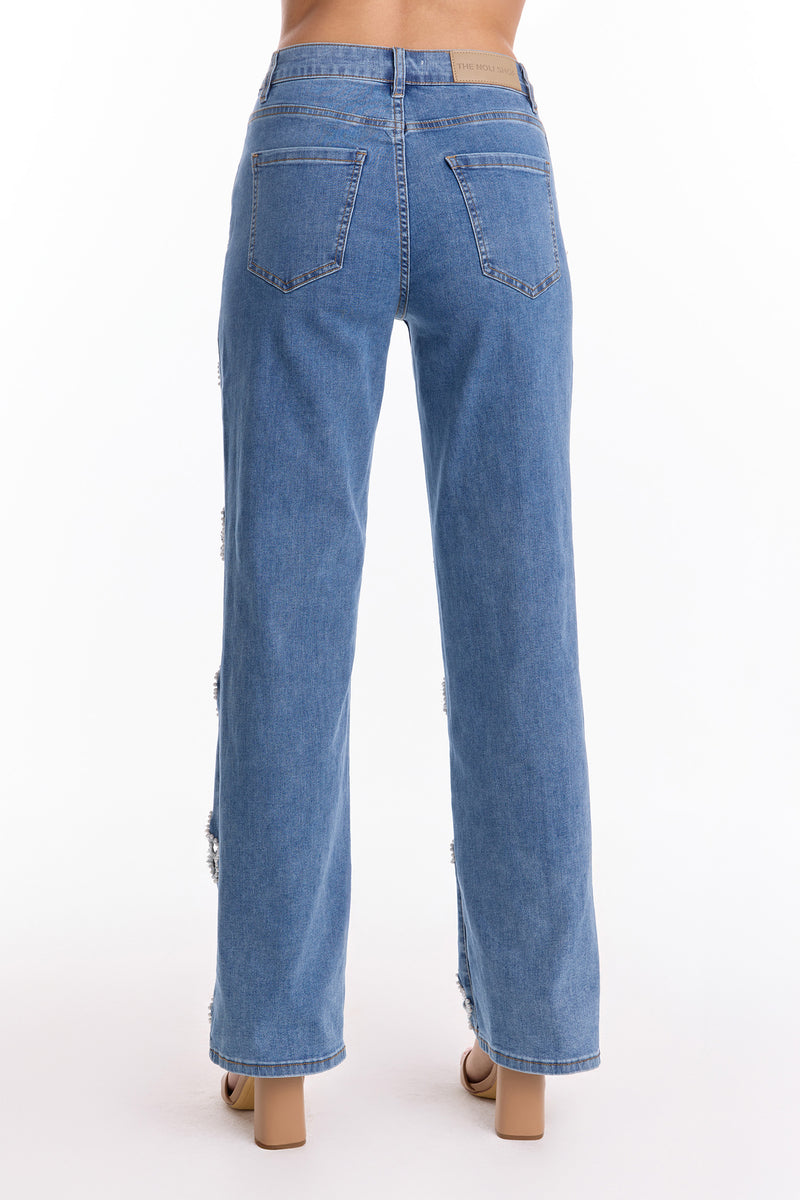 Kaia Pearl High Rise Jean - Medium Blue