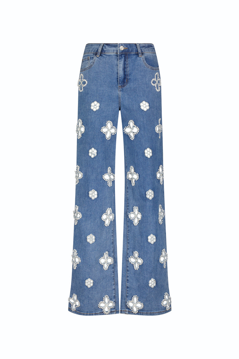 Kaia Pearl High Rise Jean - Medium Blue