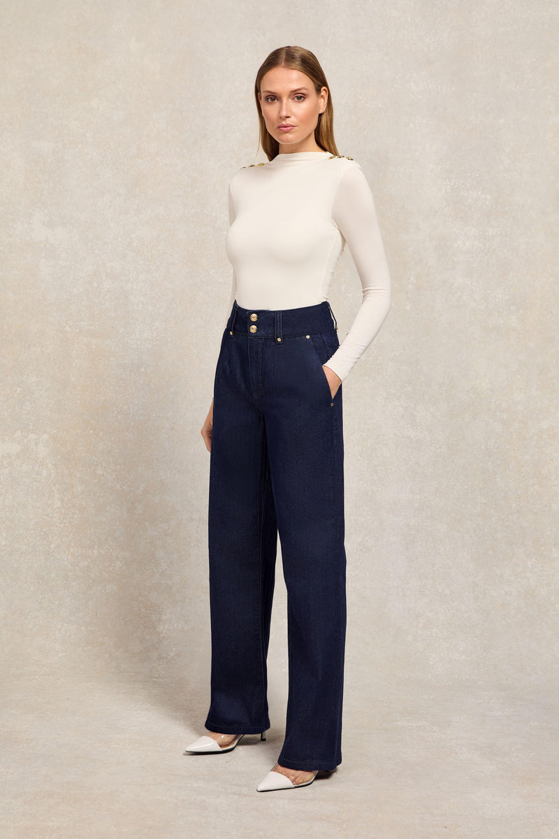Tailored Wide Leg Jean (Deep Indigo)