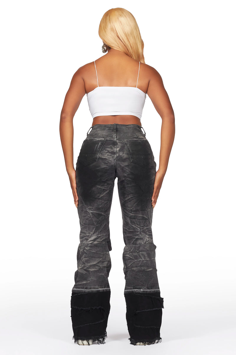 Karan Black Wash Baggy Stacked Jean