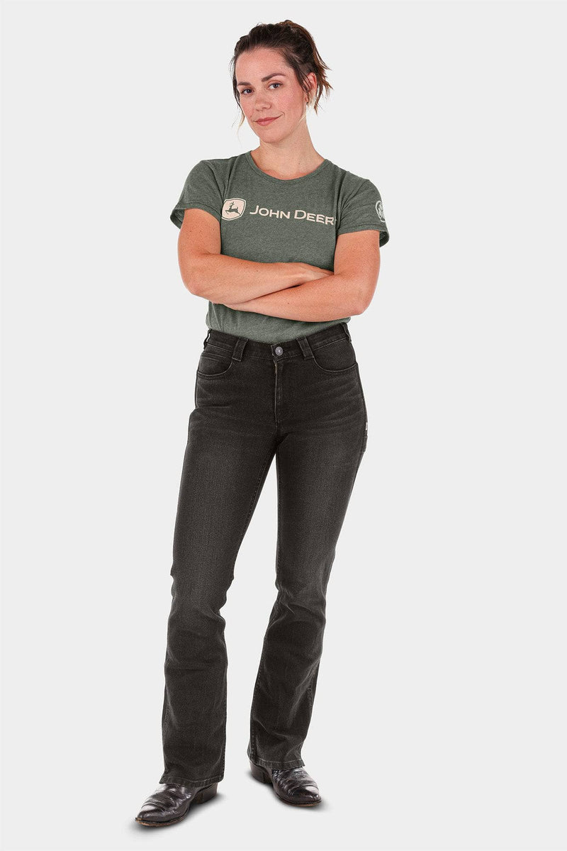 John Deere X Dovetail Workwear Into Town Bootcut Jean in Classic Black