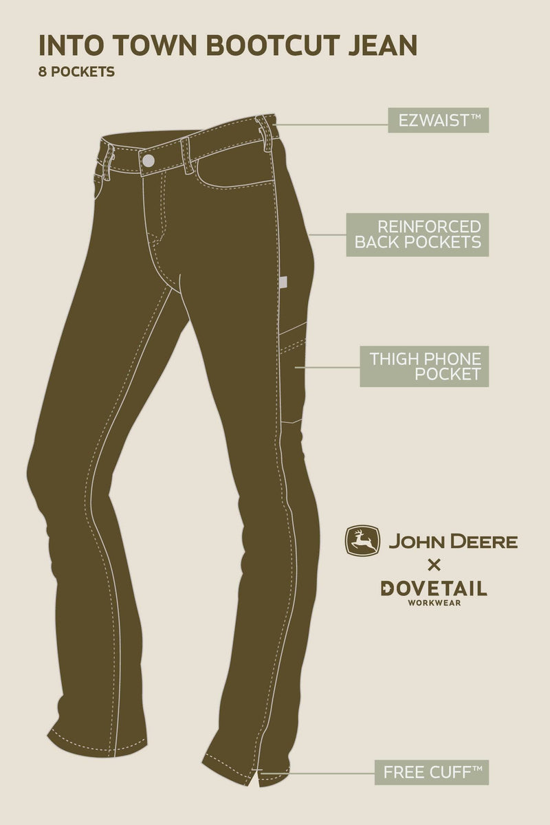 John Deere X Dovetail Workwear Into Town Bootcut Jean in Classic Black