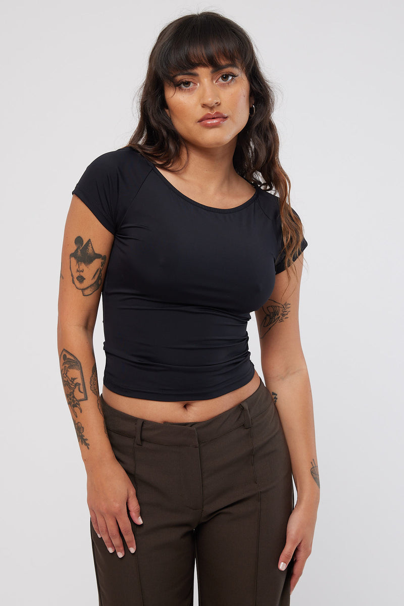 Perfect Stranger Open Back Top Black