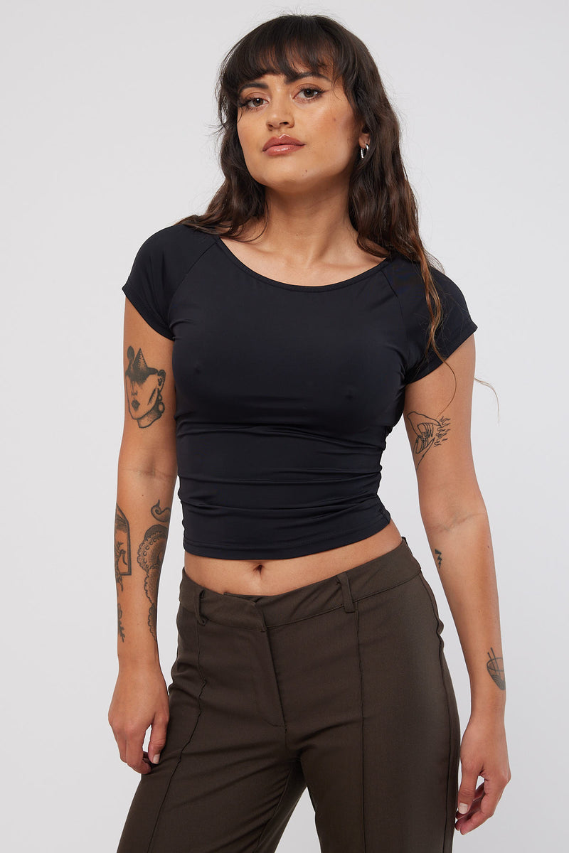 Perfect Stranger Open Back Top Black
