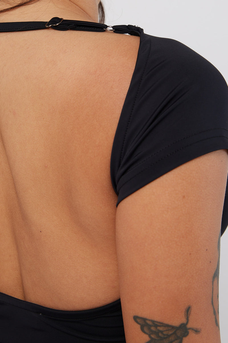 Perfect Stranger Open Back Top Black