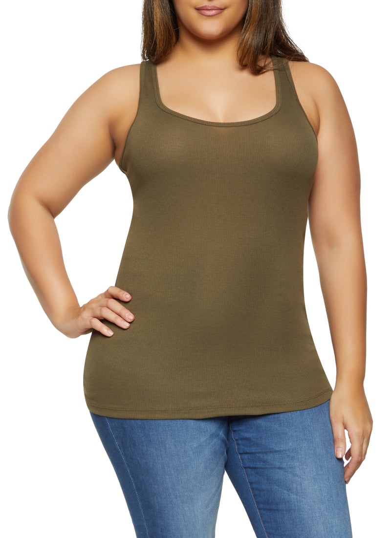 Plus Size Ribbed Knit Tank Top