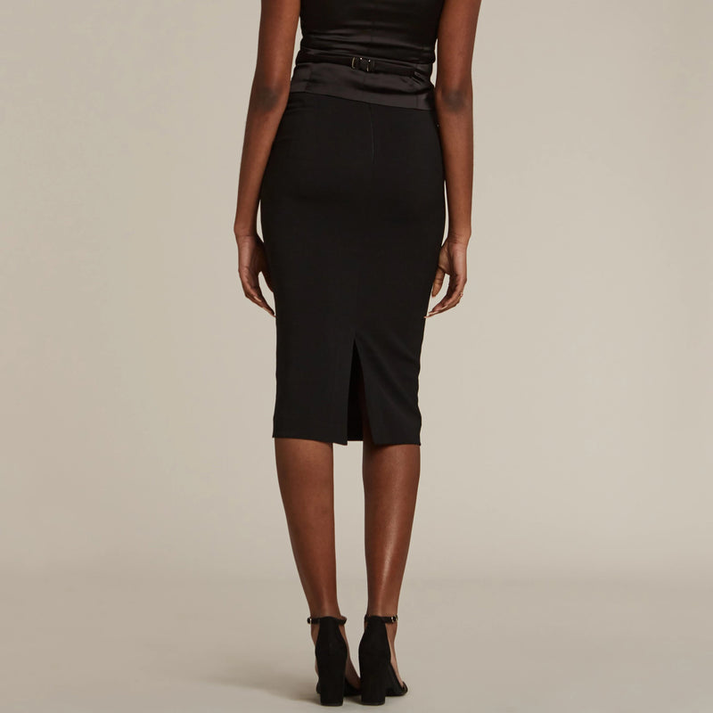 Black Pencil Tuxedo Skirt