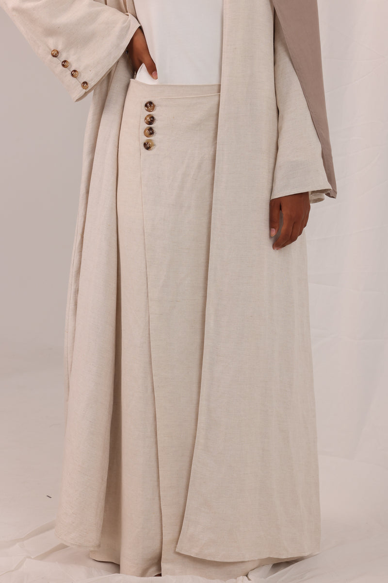 Sienna Linen Button Skirt - Natural