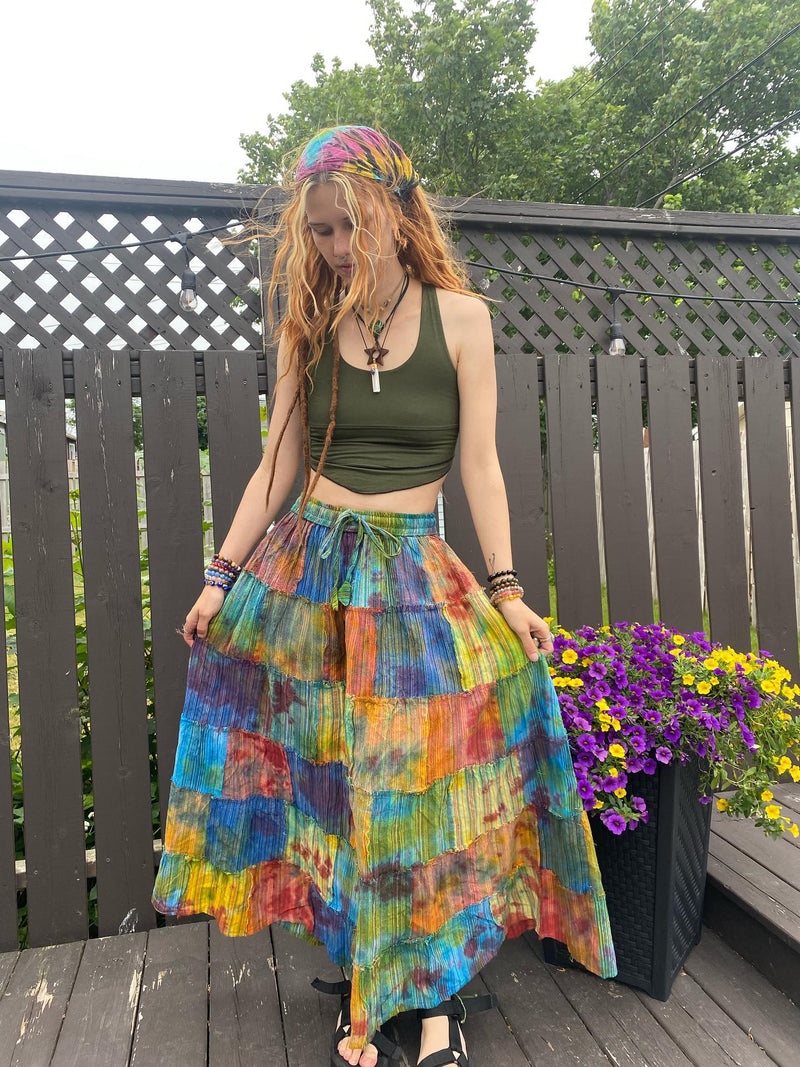 Tie Dye Patchwork Skirt