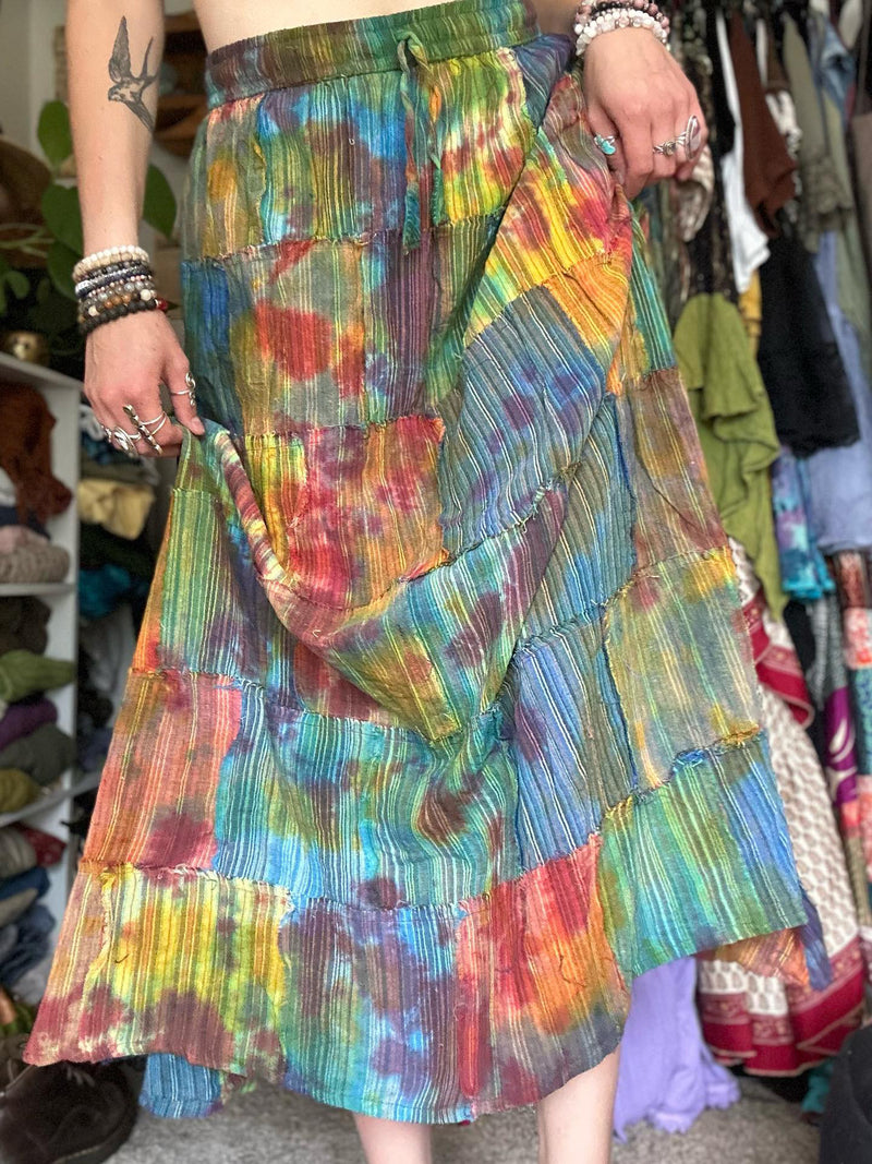 Tie Dye Patchwork Skirt