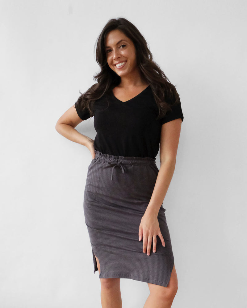 QUINN stripe skirt in Charcoal