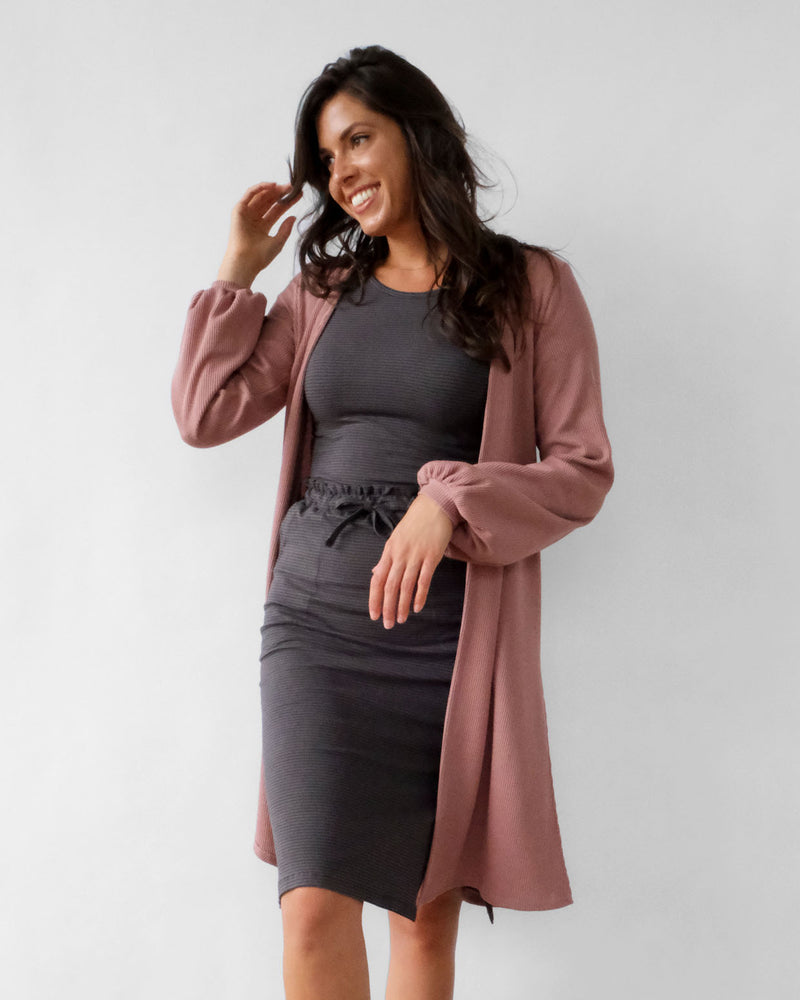 QUINN stripe skirt in Charcoal