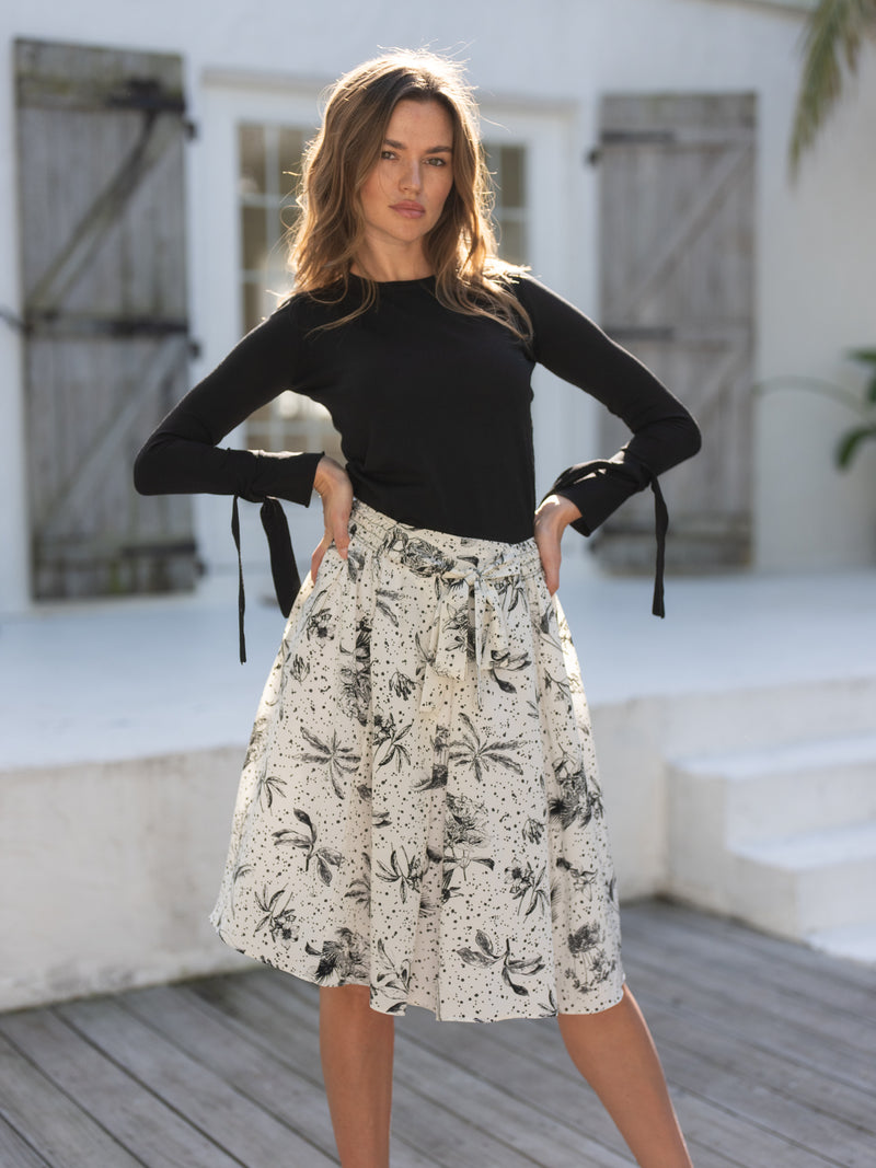 FLORAL SILK SKIRT