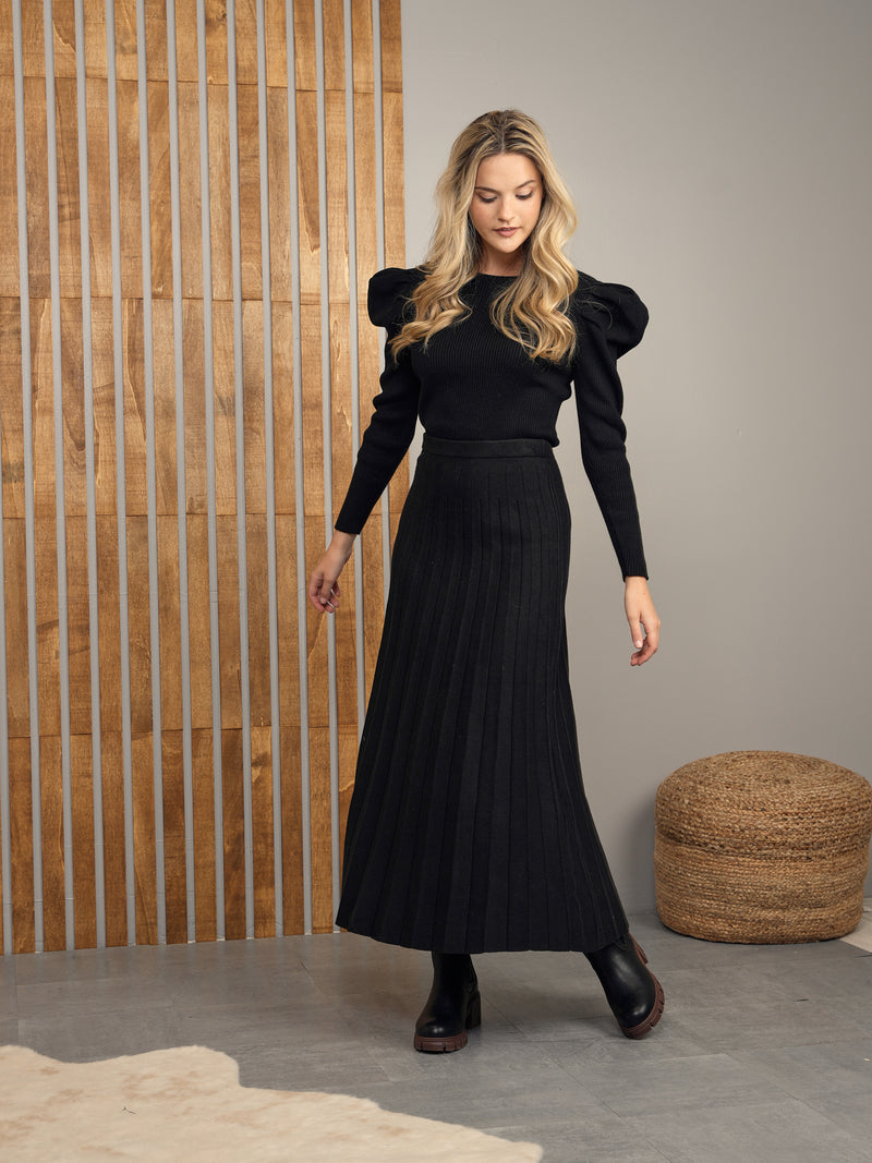 Maxi Knit Pleated Skirt