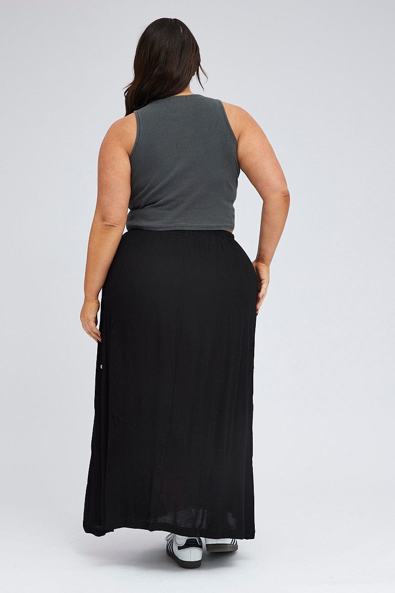 Black Maxi Skirt Long Side Tab Adjustable