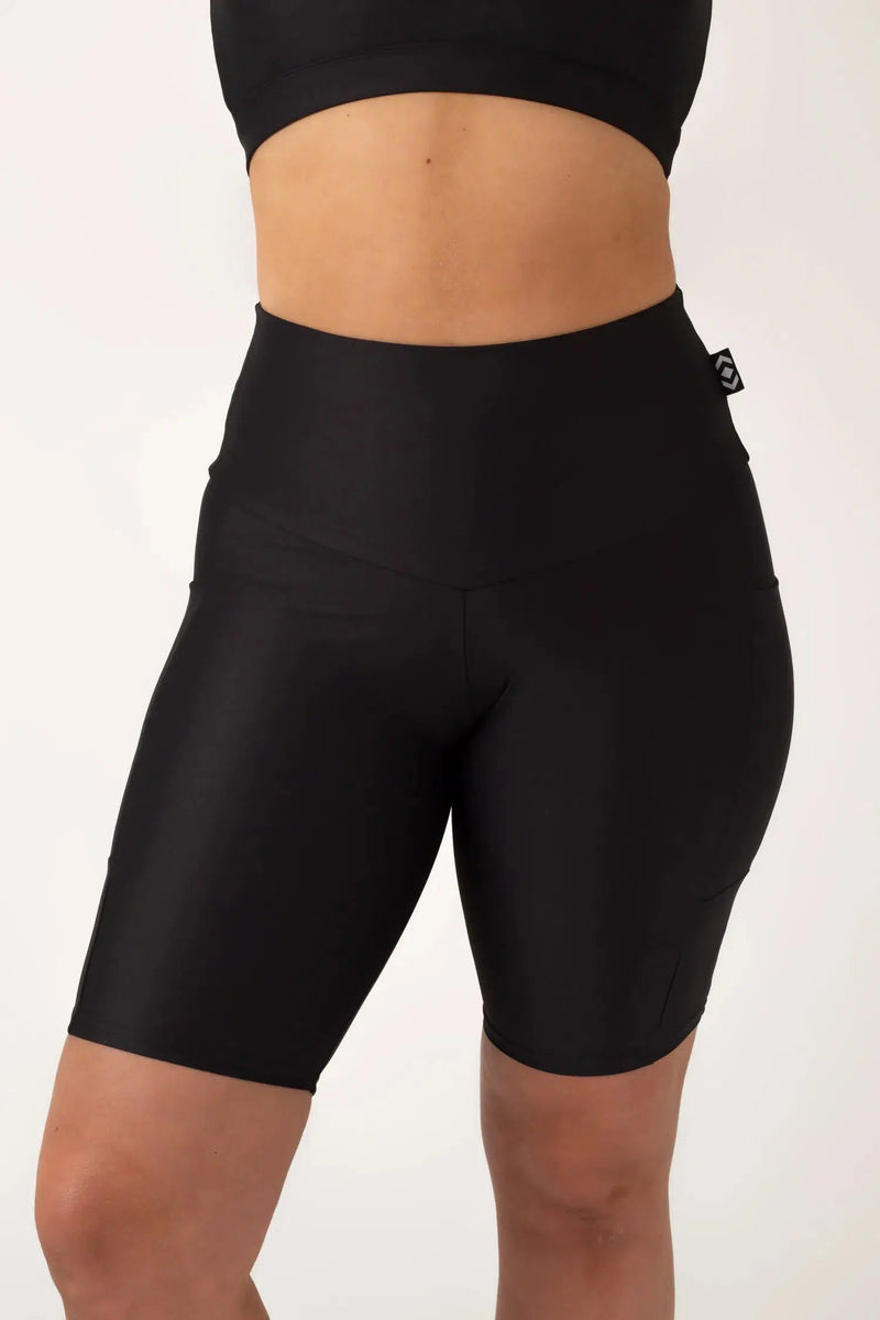 Performance Panel Pocket High Waisted Long Shorts - Black