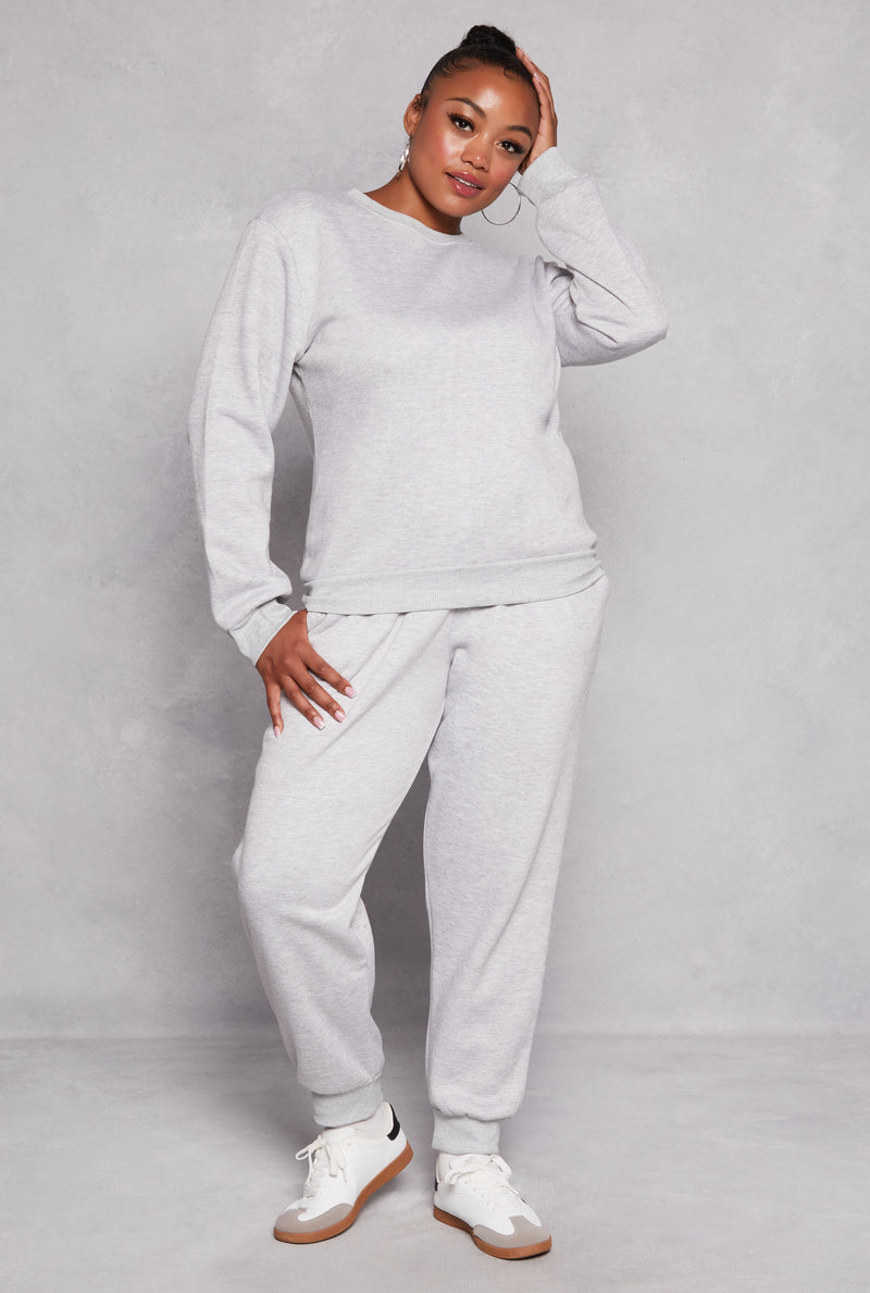 Plus Size Crew Neck Pullover Sweatshirt
