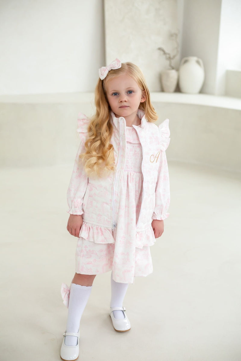 Girls Pink French Toile Cord Skirt and Top