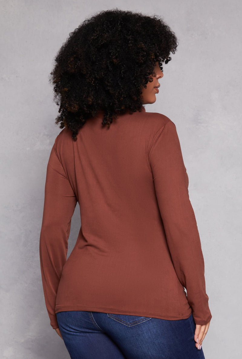 Plus Size Basic Soft Knit Turtleneck Top