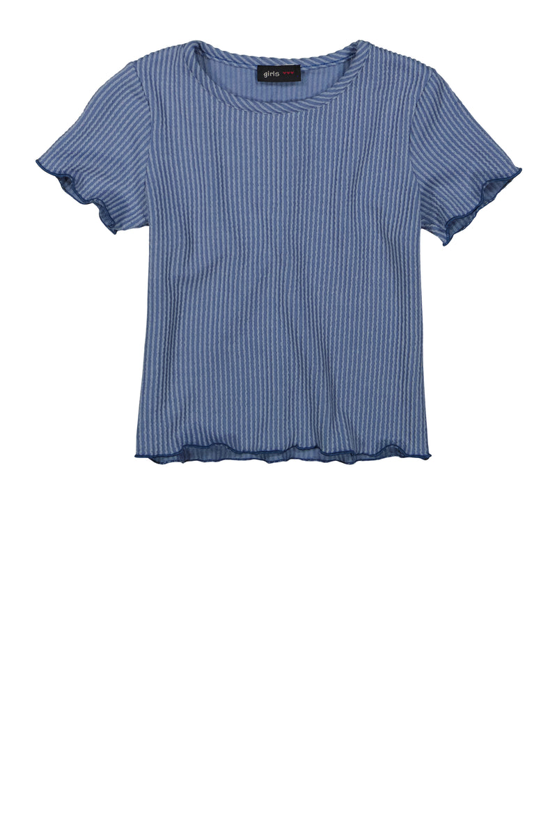 Girls Textured Knit Lettuce Edge Tee
