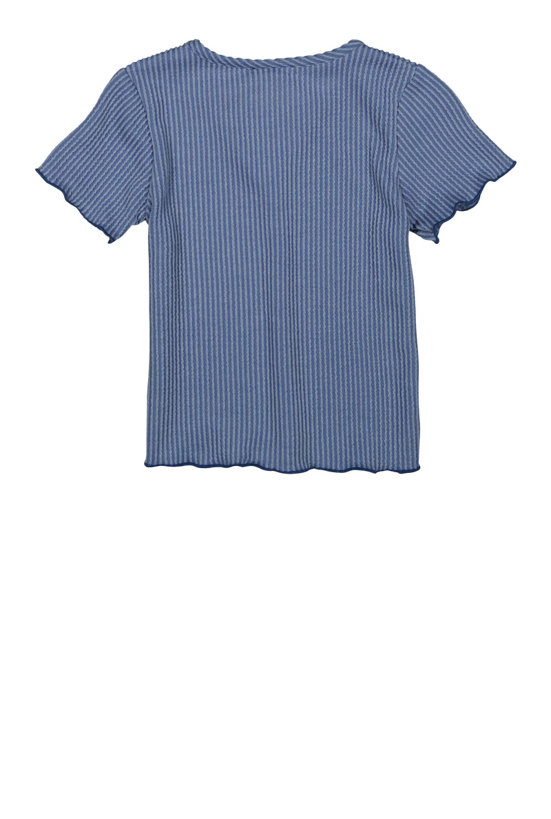 Girls Textured Knit Lettuce Edge Tee
