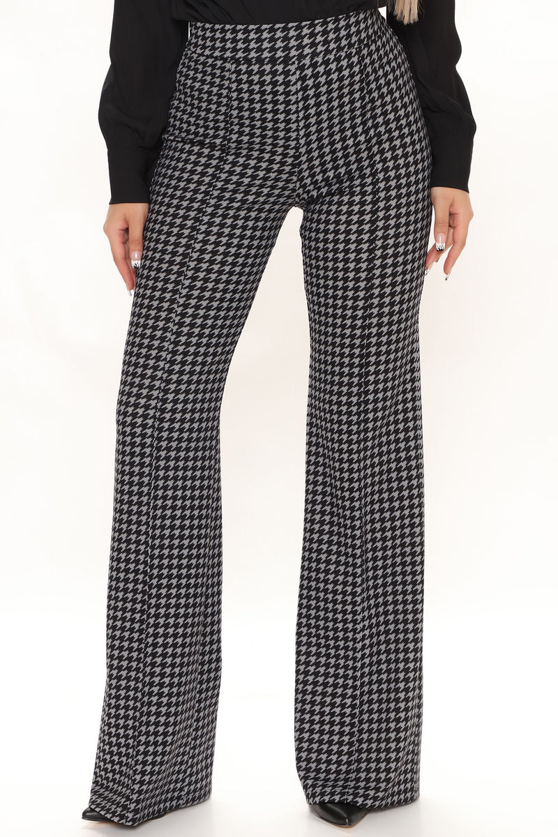 Victoria High Waist Dress Pant Houndstooth 35 - Black/Grey