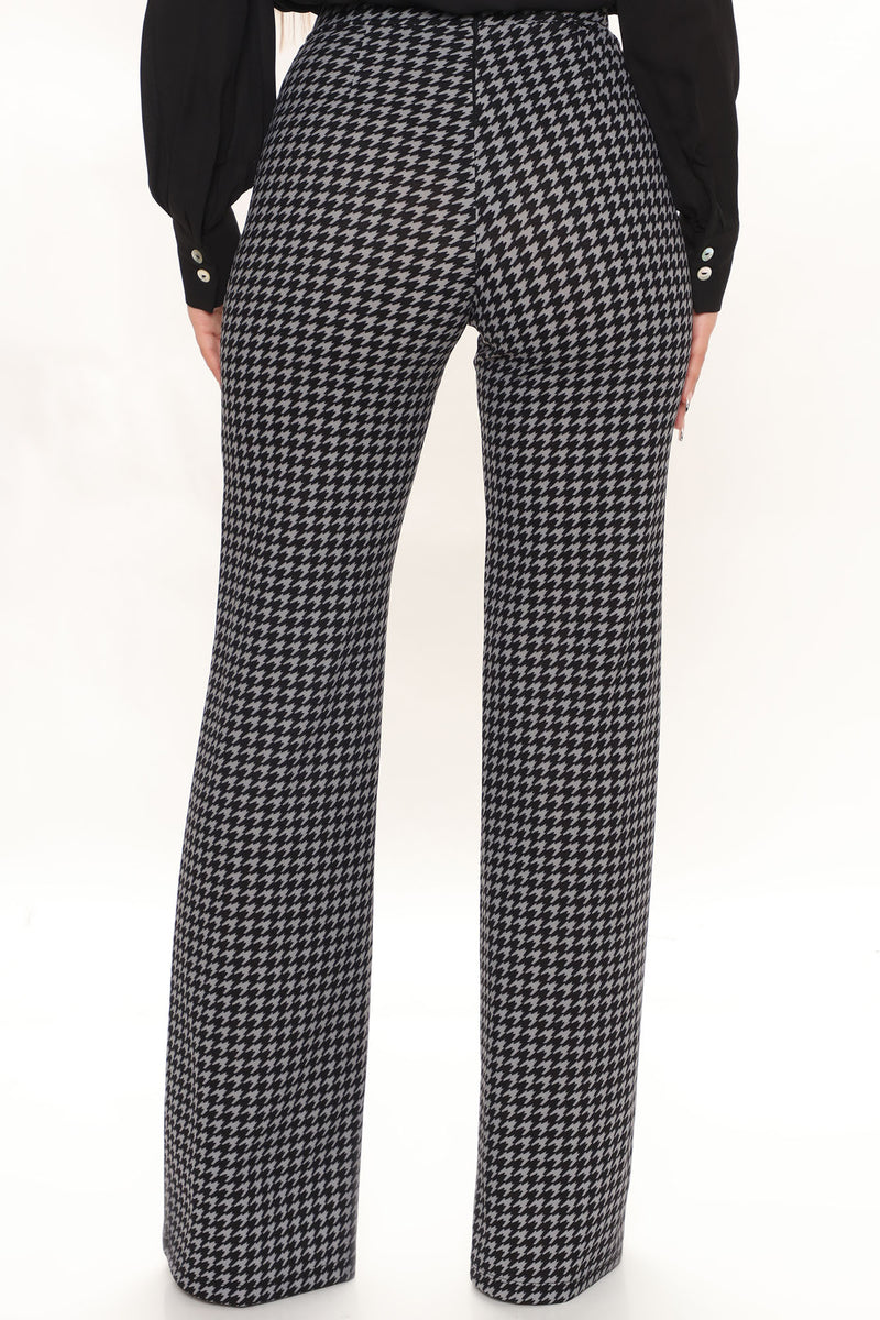 Victoria High Waist Dress Pant Houndstooth 35 - Black/Grey