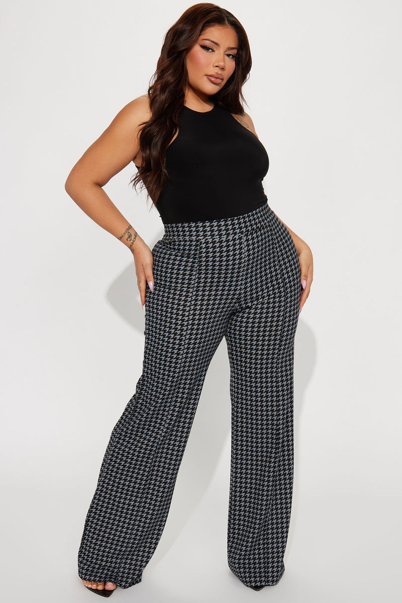 Victoria High Waist Dress Pant Houndstooth 35 - Black/Grey