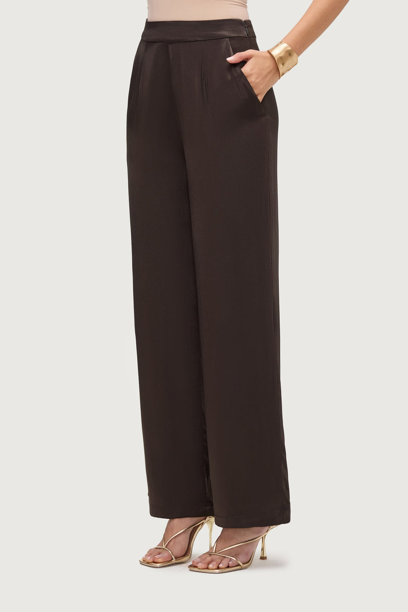 Razan Silk Wide Leg Pants - Black Forest