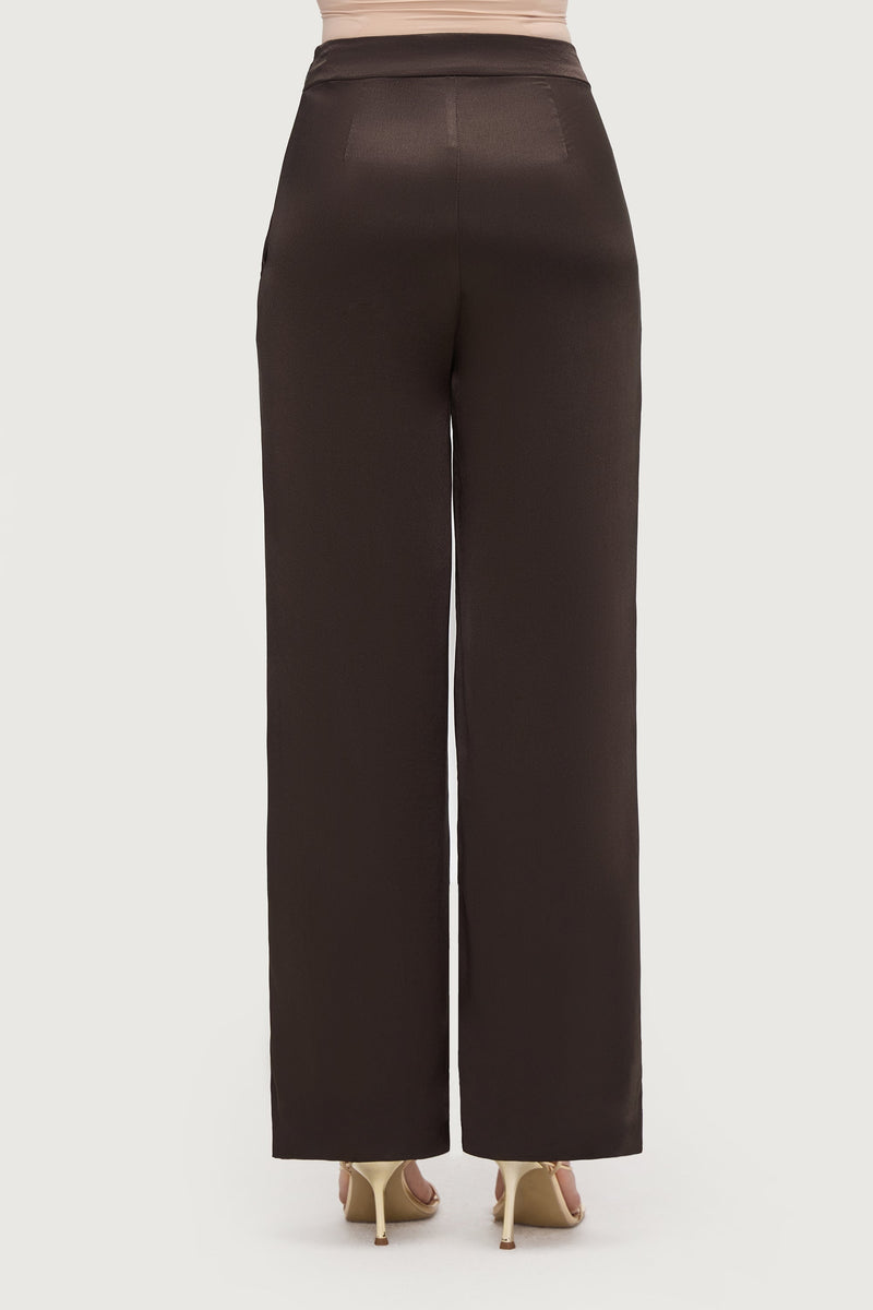 Razan Silk Wide Leg Pants - Black Forest