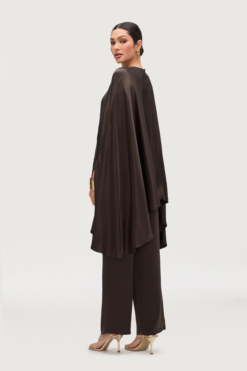 Razan Silk Wide Leg Pants - Black Forest
