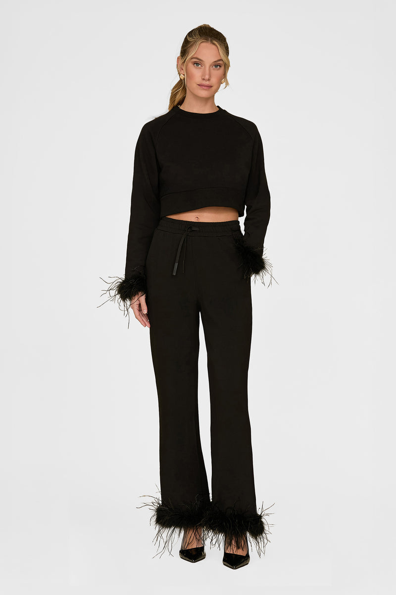 Rada Feather Trim Pant - Black
