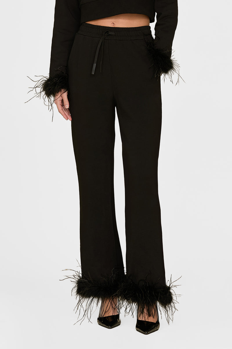 Rada Feather Trim Pant - Black