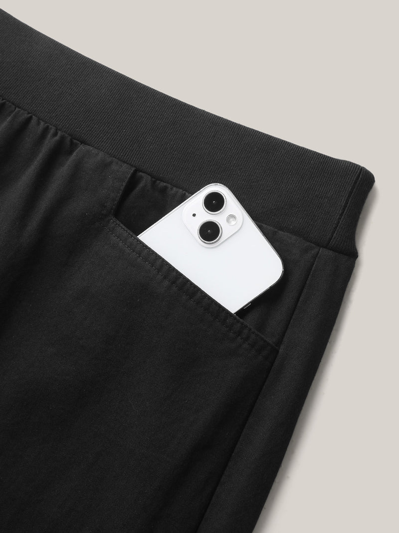 Cotton Threaded Spliced Wide-Leg Pants
