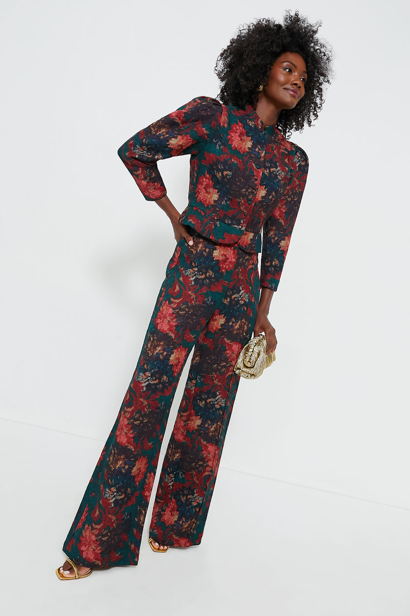 Persimmon Floral Jacquard Versailles Pants