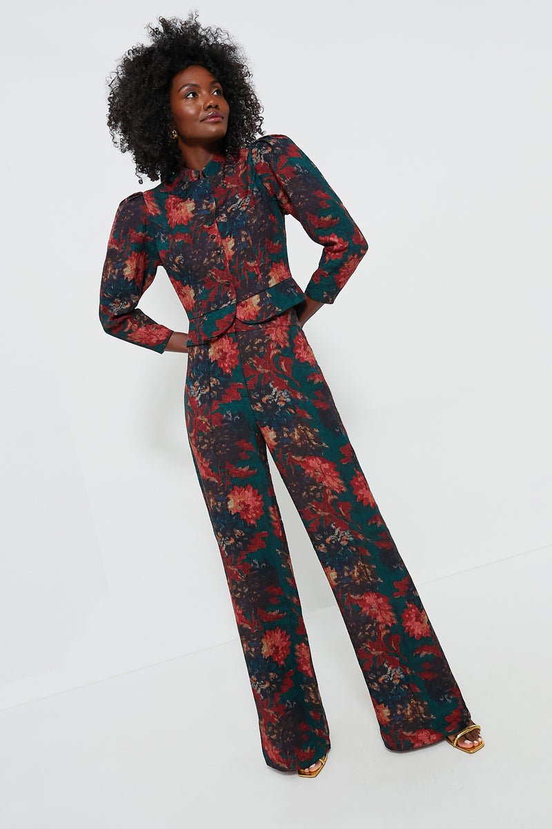 Persimmon Floral Jacquard Versailles Pants