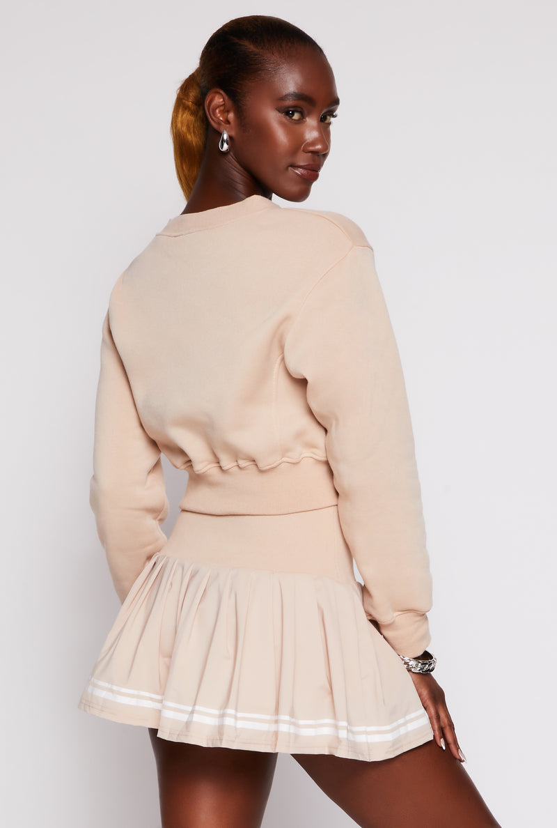 Fleece V Neck Pullover Sweatshirt